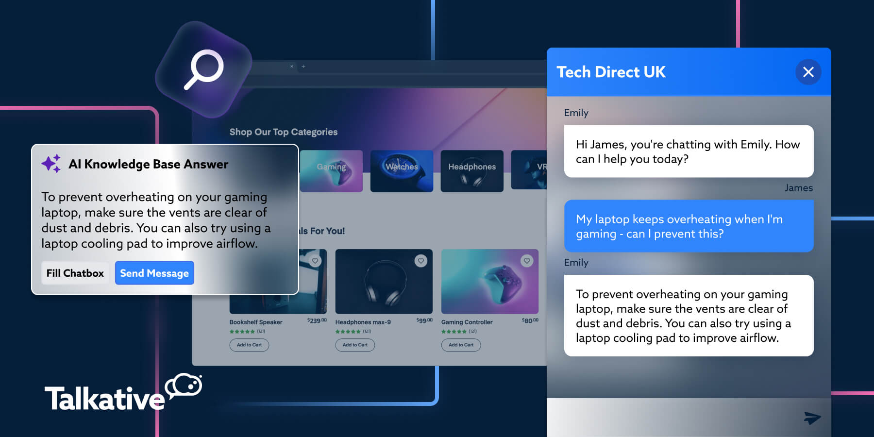 Talkative product updates ai knowledge base responses